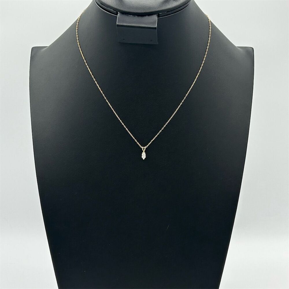 Vintage Gold Toned Necklace with Clear Crystal Pendant Minimalist Jewelry